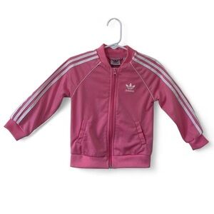 Adidas Originals Charming Pink Classic 3 Striped Full Zip Track Jacket 18M Girl